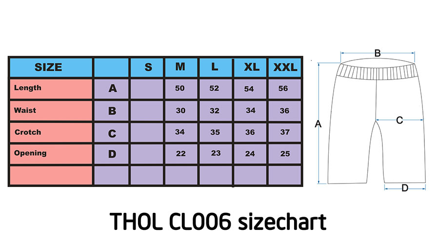 THOL CL006 Size Chart