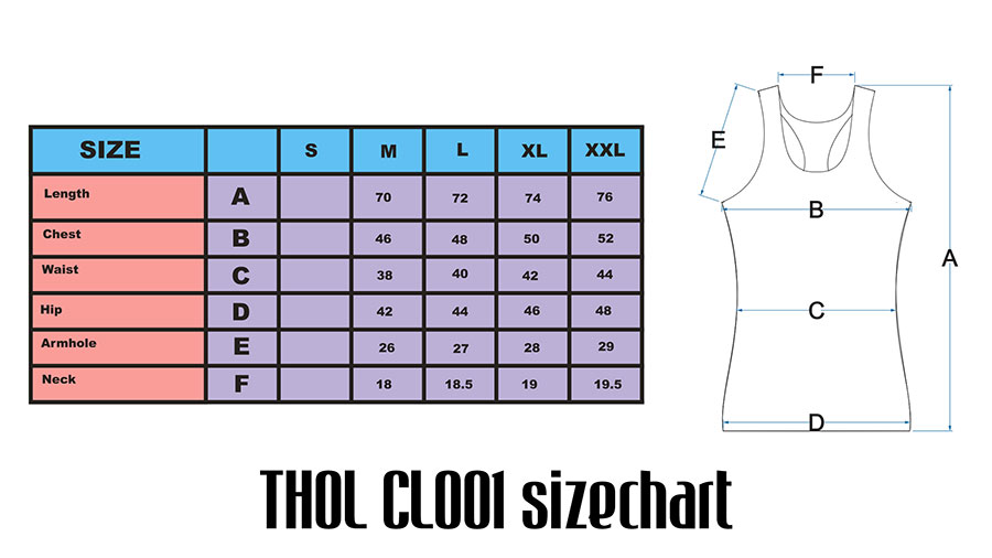 Size chart Áo thun 3 lỗ THOL CL001 sexy nam tính