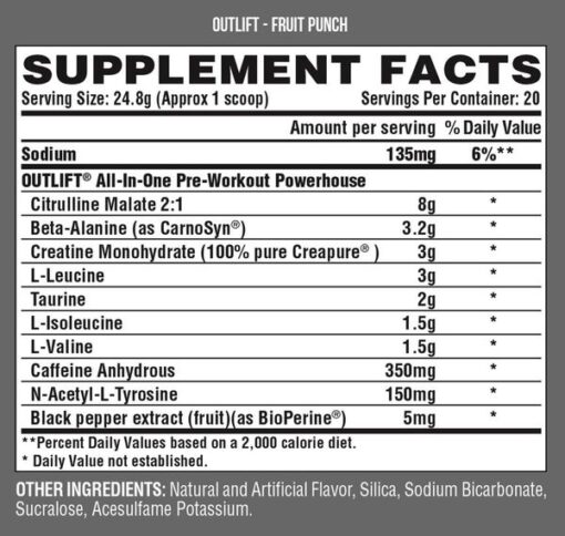 outlift nutrition facts