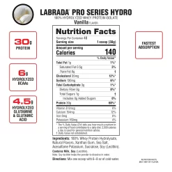 Hydro Vanilla Nutrition Facts
